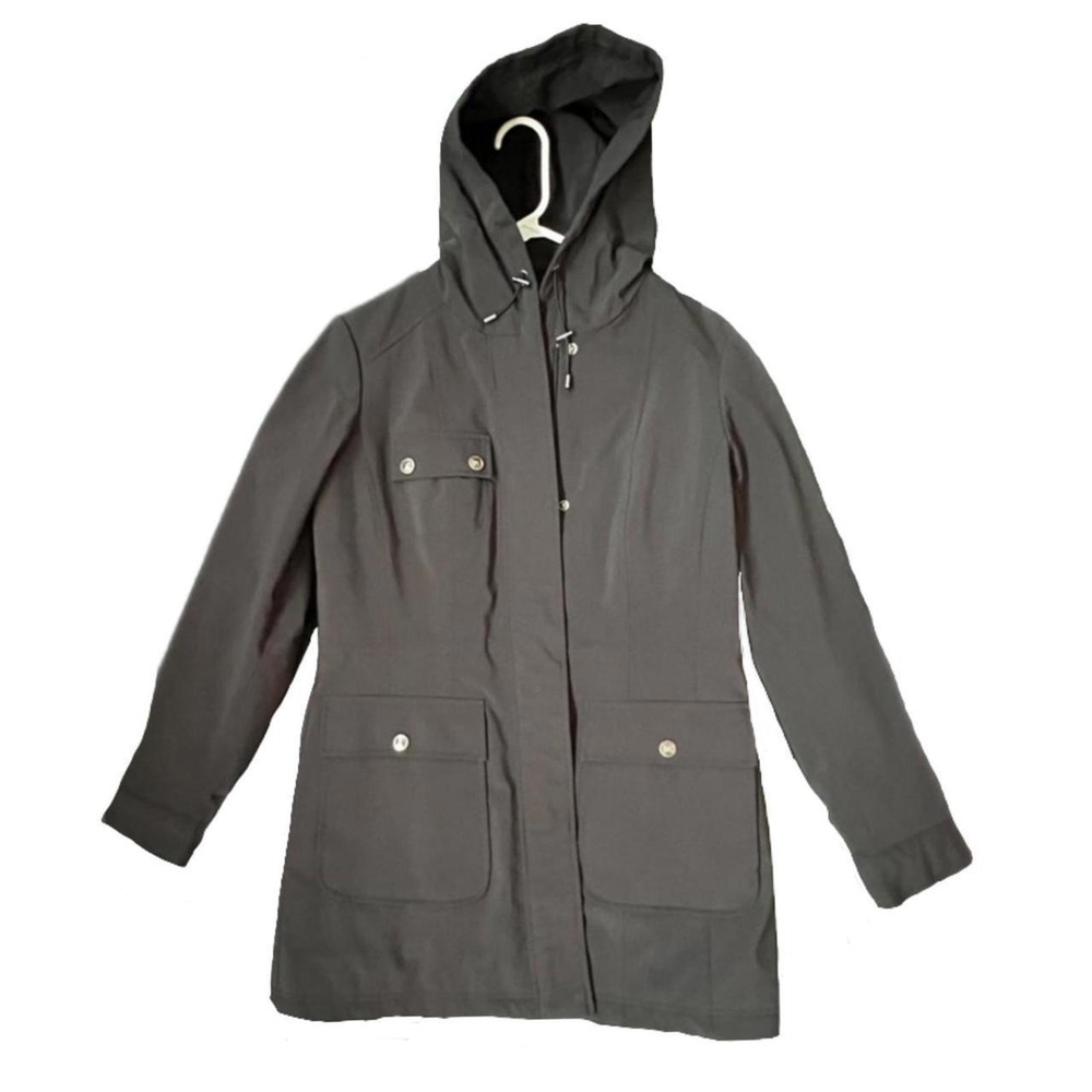 Kristen Blake Softshell Jacket Black Hooded Drawstring Waist Small